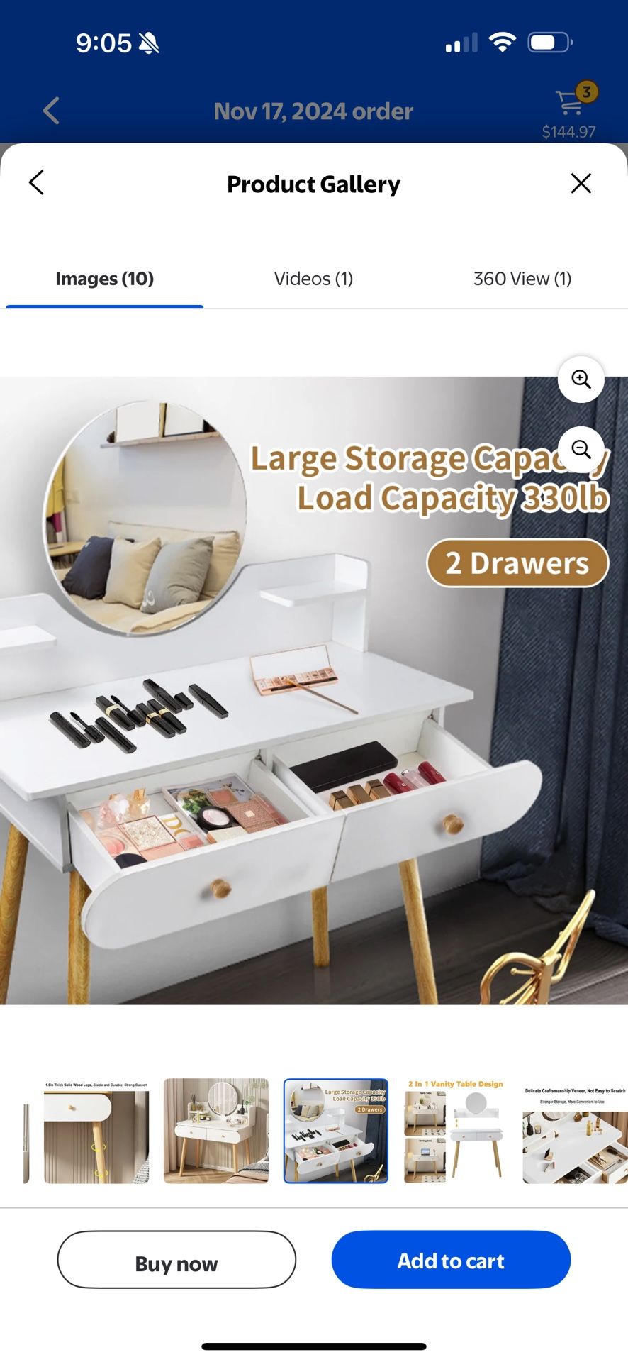 ANJORALA Vanity Table Set with Mirror, Adult Makeup Vanity Desk Dressing Table(Without Stool)