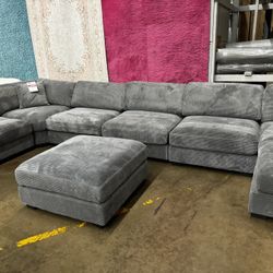 Brand New Dark Gray Oversized Sectional With Ottoman