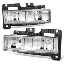 DNA Motoring Chrome Headlights - 1988-1998 Chevy / GMC C/K 1500 2500 3500 - Pair