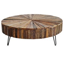 Round Wooden Rustic Coffee Table