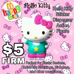 (NEW) 2015 McDonald’s Happy Meal Hello Kitty Toy #4 Hello Kitty Sticker Dispenser 3 inch Action Figure (PERFECT FOR EASTER BASKETS)