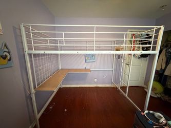 White Full size loft bed