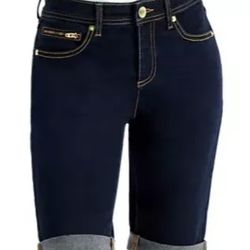 INC International Concepts Mid Rise Cuffed Bermuda Shorts Dark Indigo Sz. 14/32