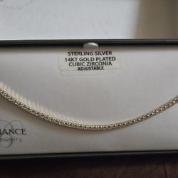 NEW BRILLIANCE STERLING SILVER ADJUSTABLE NECKLACE 