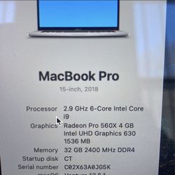 2018 MacBook i9 And 32GB RAM 