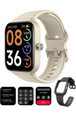 SKG Smart Watch for Women Men with 2 Bands, Alexa Built-in 1.8" Smartwatch (Answer/Make Call) 100+ Sports Fitness Watch IP68 Waterproof iOS Android Co