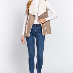 FAUX SUEDE FUR BONDED VEST