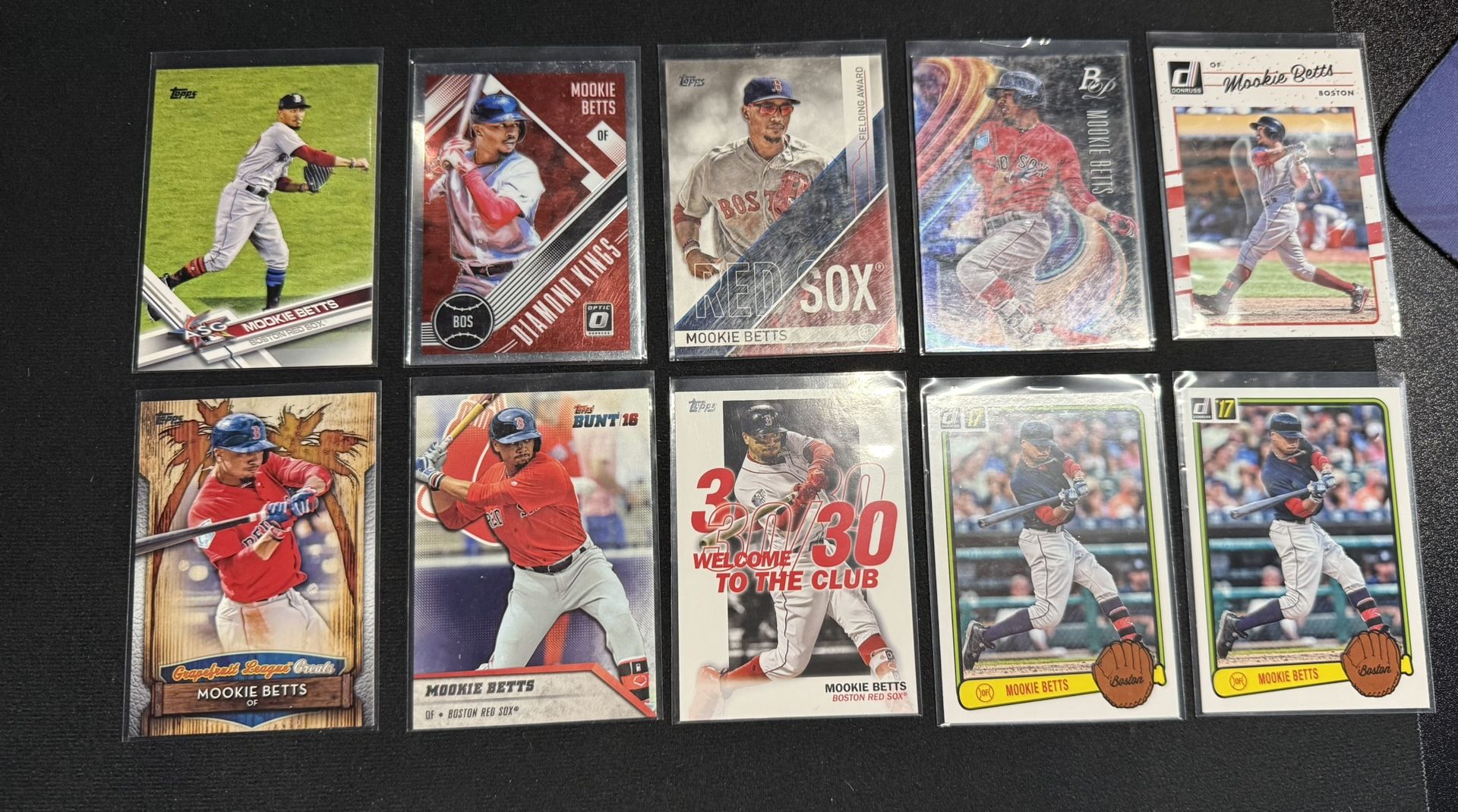 Mookie Betts Boston Red Sox (10) Baseball Card Assorted Lot