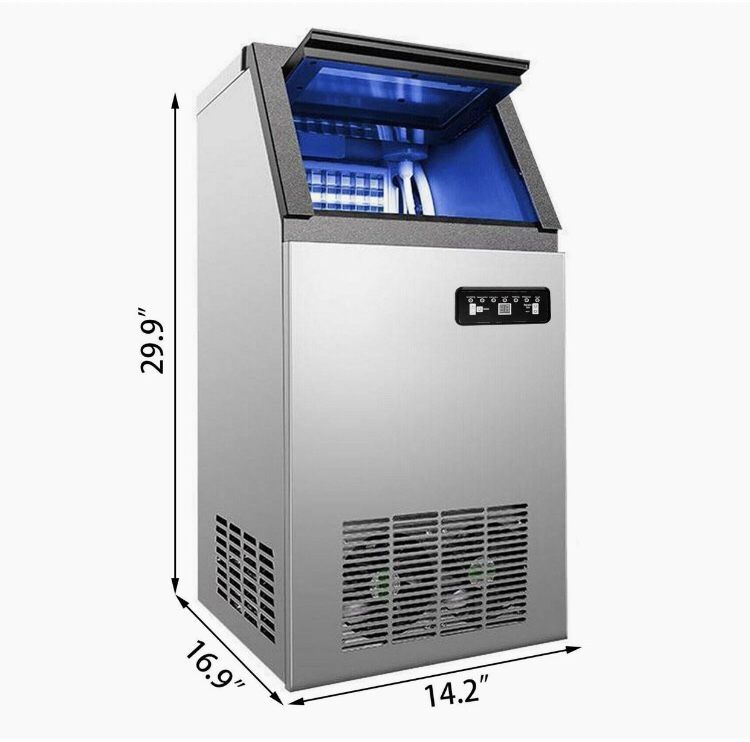 Commercial Ice Maker 88lbs/24h with 29lbs Storage, Ice Machine. Powers