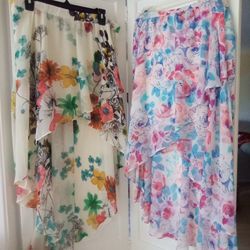 Two high Low Skirts One Medium One Large 