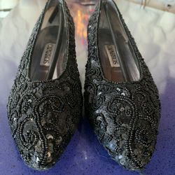 Audley London Lovely Black Sequined beaded heels Size 8 1/2