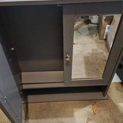 Brand New Assembled Grey Medicine Bathroom Cabinet