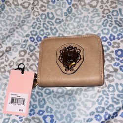 New Tan Juicy Couture Wallet Coin Purse Card Holder Pleather Zip Around