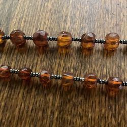 Amber Faceted Bead Necklace 22 Inches 