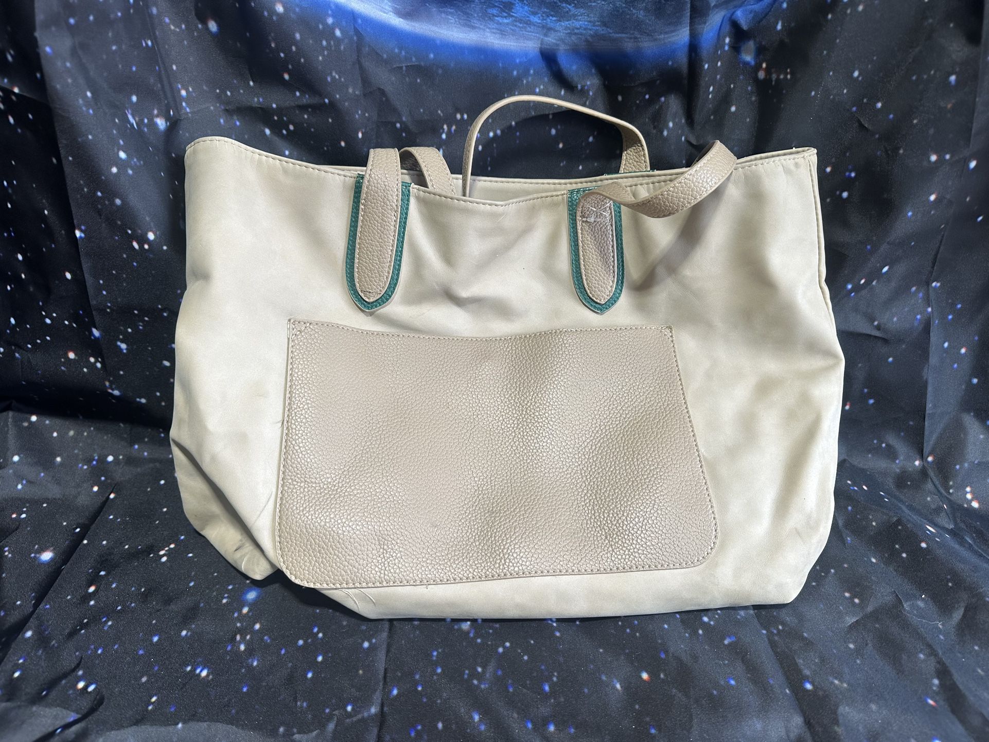 🤎 Large Beige Tote Bag with Outside Pocket