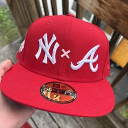 New York Yankees X Atlanta Braves Fitted Hat Size 7 3/8