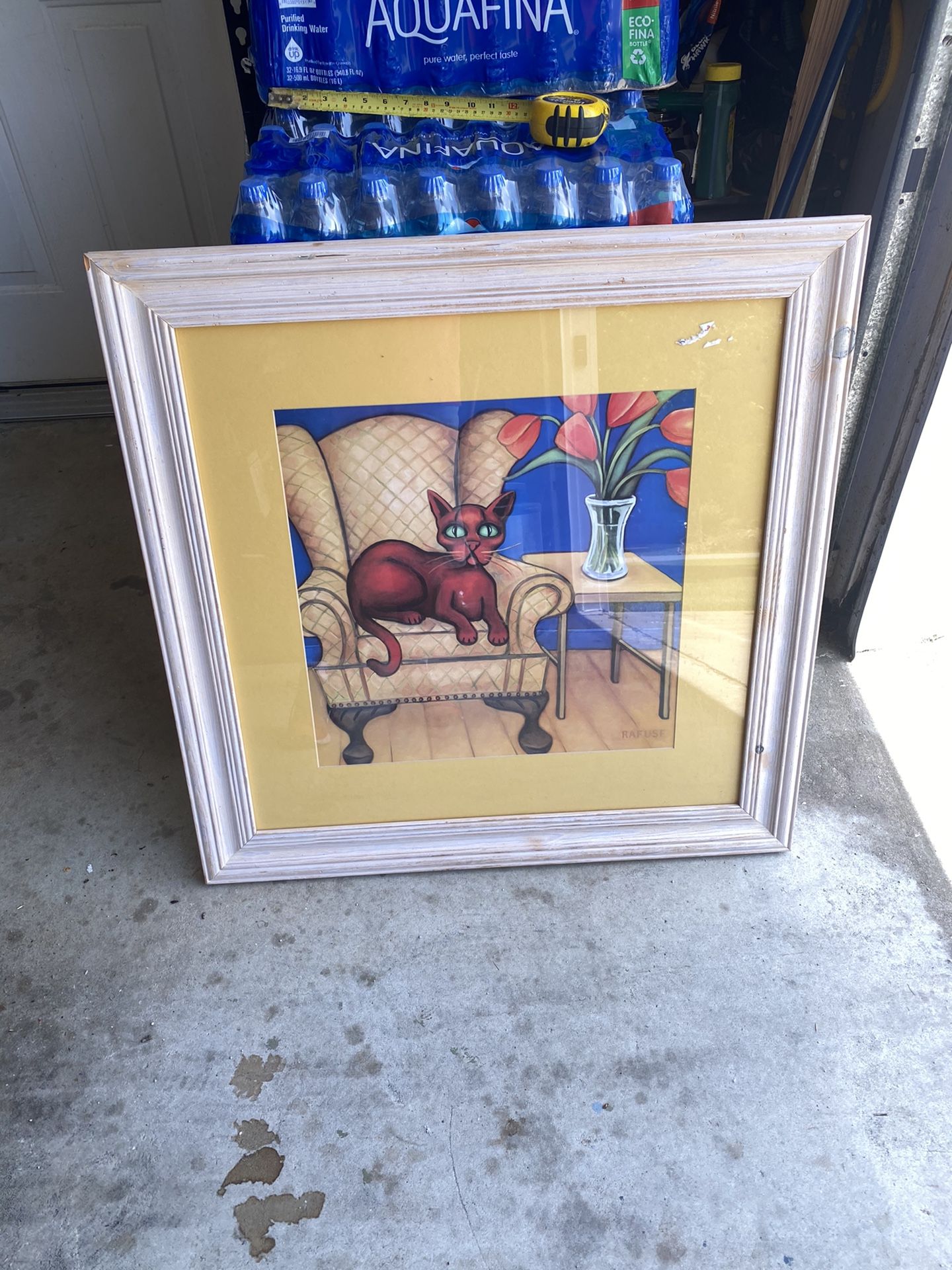 Large Red Cat Painting 