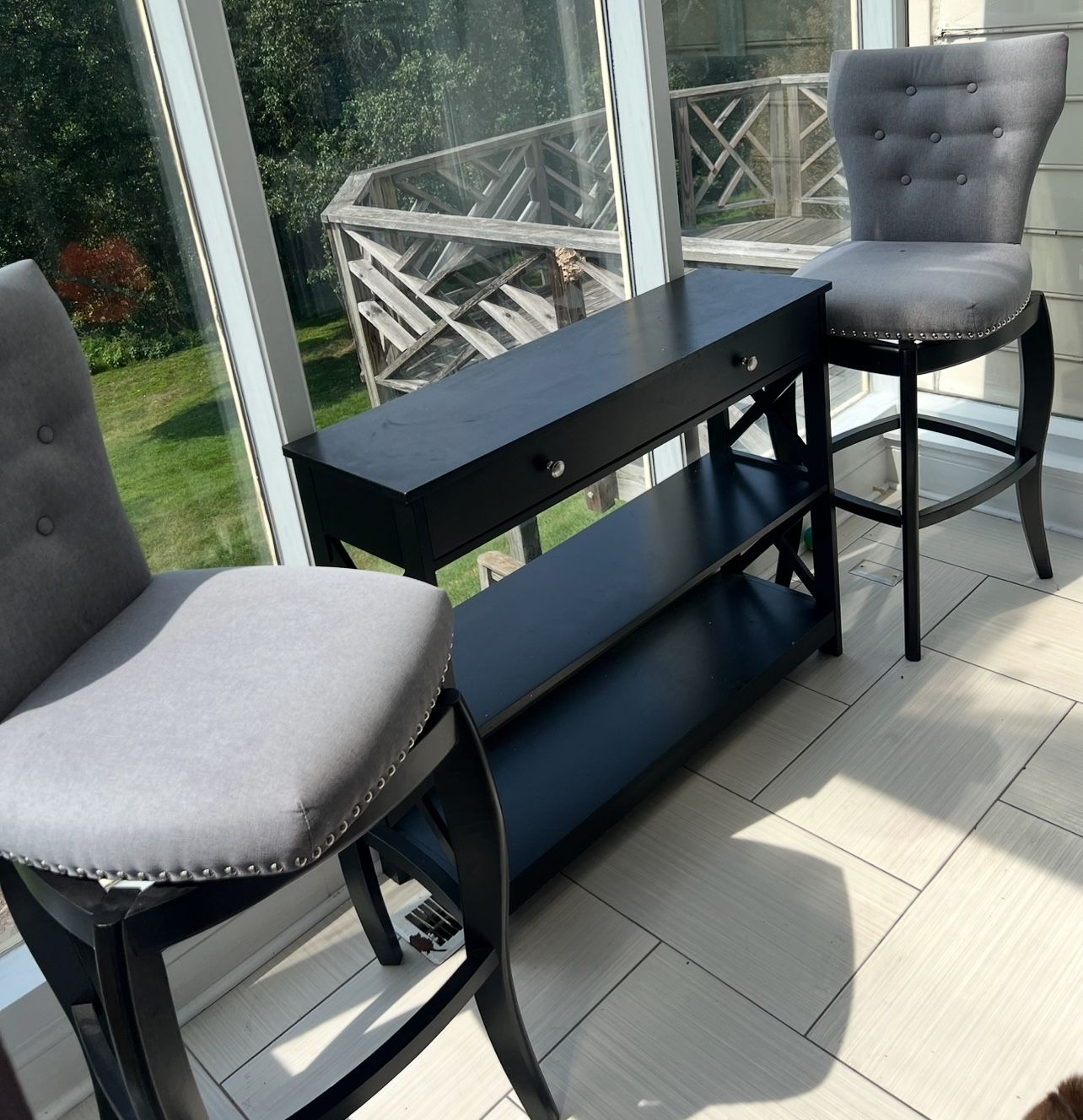 Swivel Barstools W/ Console Table