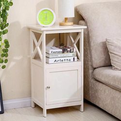 Bedhroom Floor Storage Cabinet Nightstand White