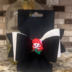 Black and white princess hair bow clip