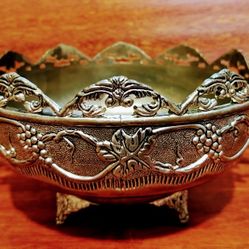 Silver Decorative Bowl Table Centerpiece Round Shape Multipurpose