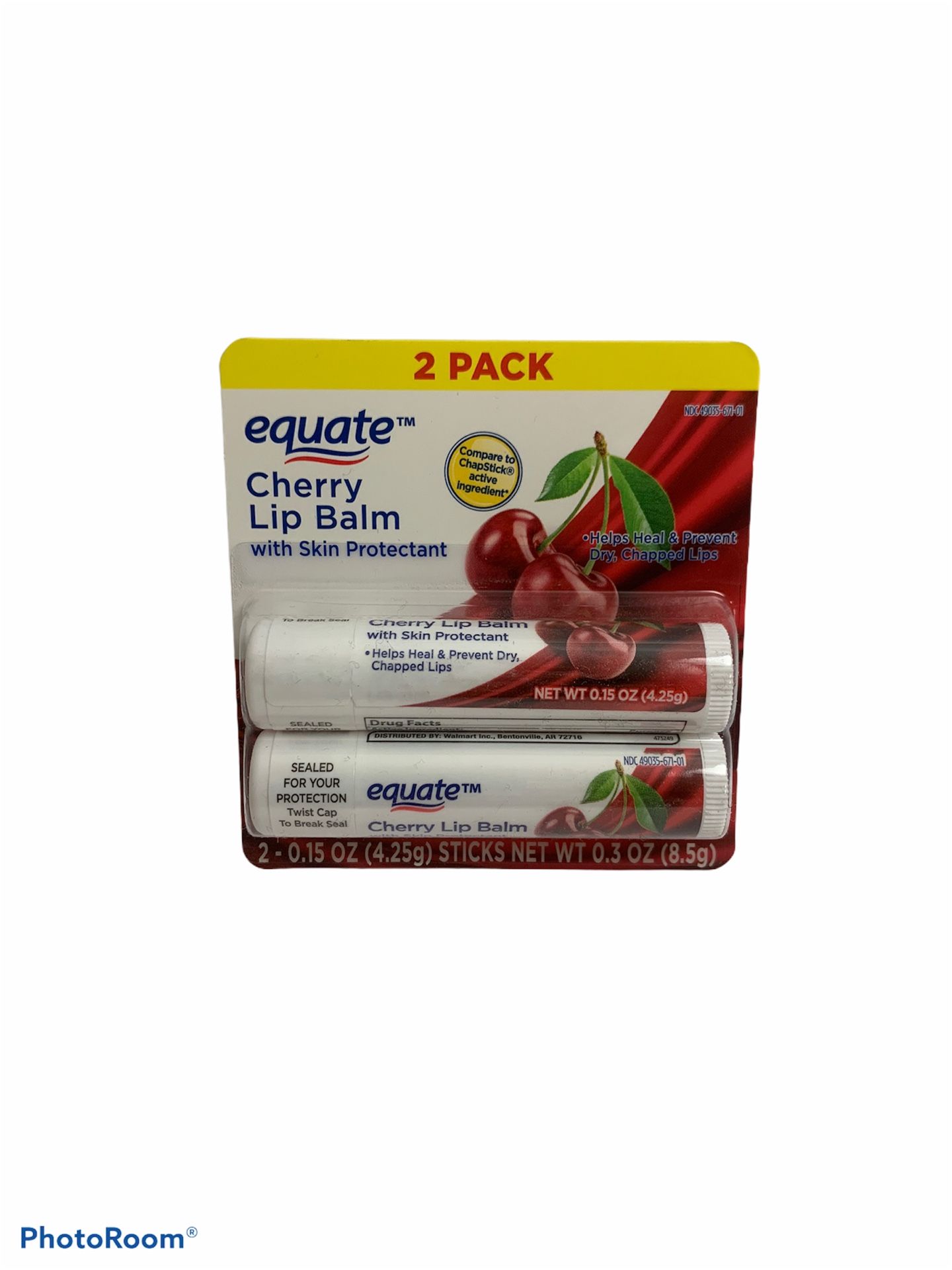 Equate Cherry Lip Balm Heal Prevent Lips 6 Double Packs (12 sticks in all)