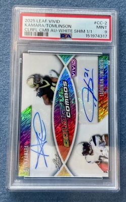 2025 Leaf Vivid – Colorful Combos #CC-2 (Alvin Kamara / LaDainian Tomlinson