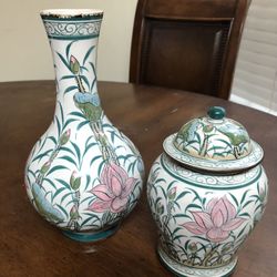 Beautiful Thai Vase And Pot With Lid