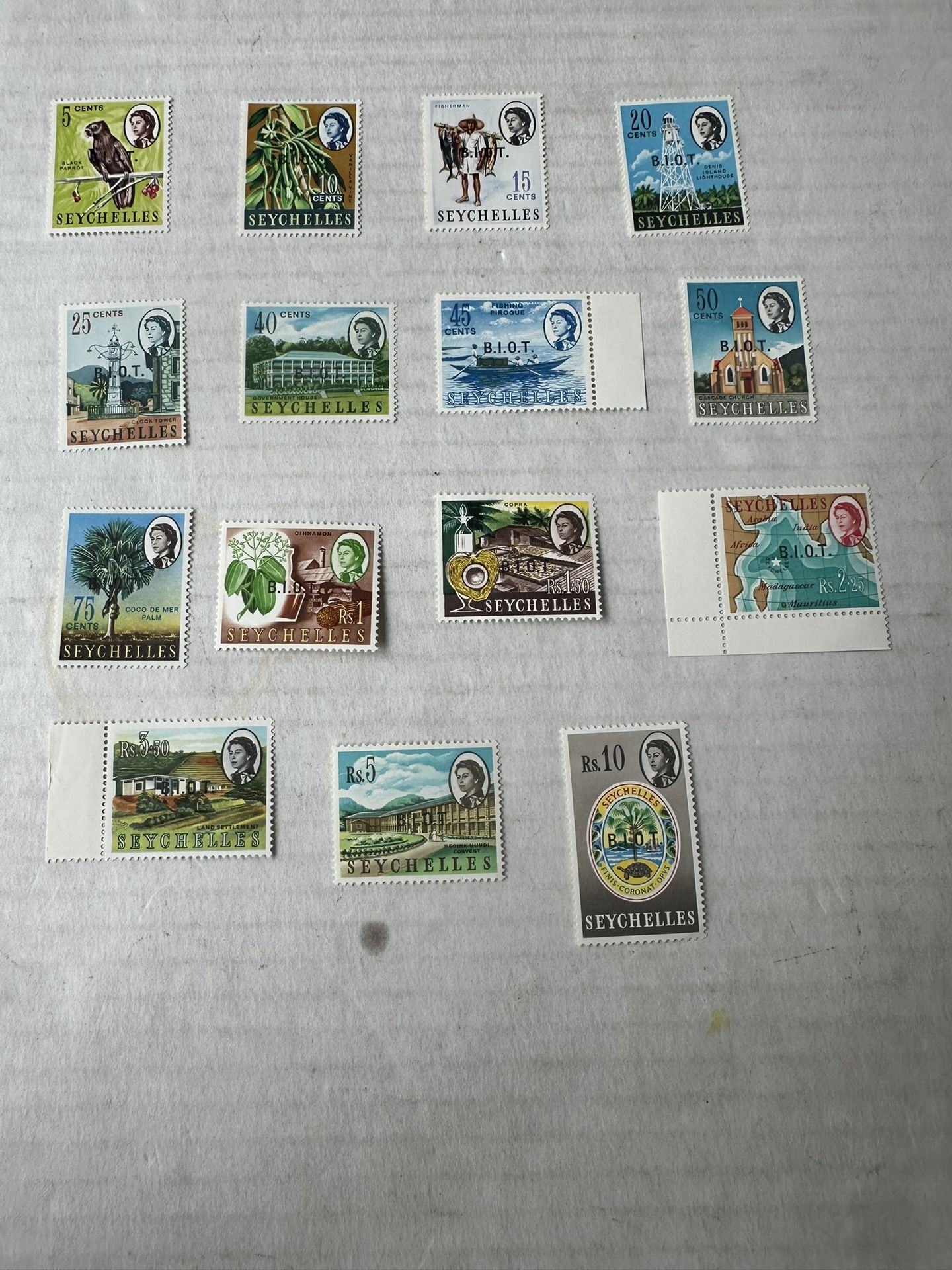 British India Ocean Territory Complete Set Of Stamps 1-15