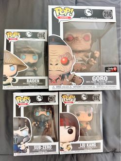 Mortal Kombat Funko Pop Bundle — Goro #256 GameStop Exclusive + Raiden, Sub-Zero & Liu Kang