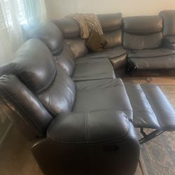 Gray leather couches