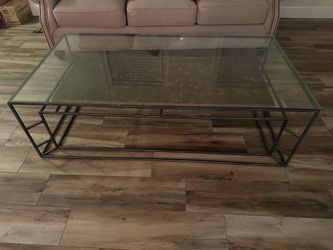 Glass Top Coffee Table with Metal Frame