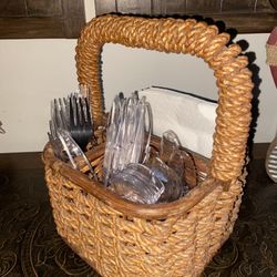 Wicker Woven Caddy Silverware Holder