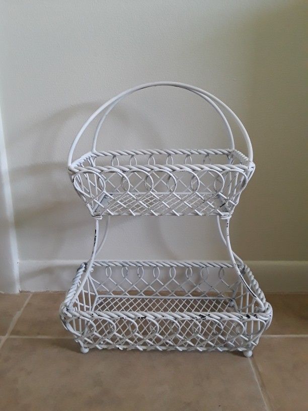 White Metal Wall Basket Shelf, $25 Firm 