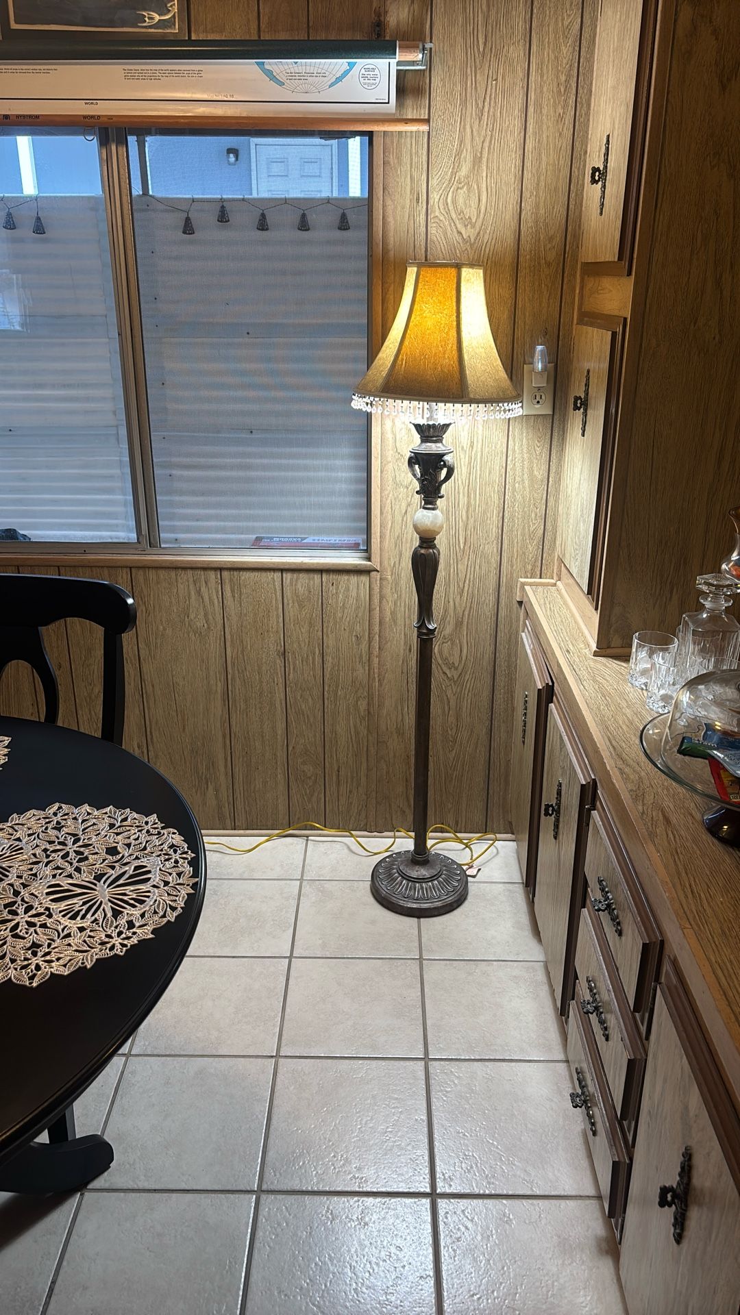 Antique Pole Lamp With Bling Shade