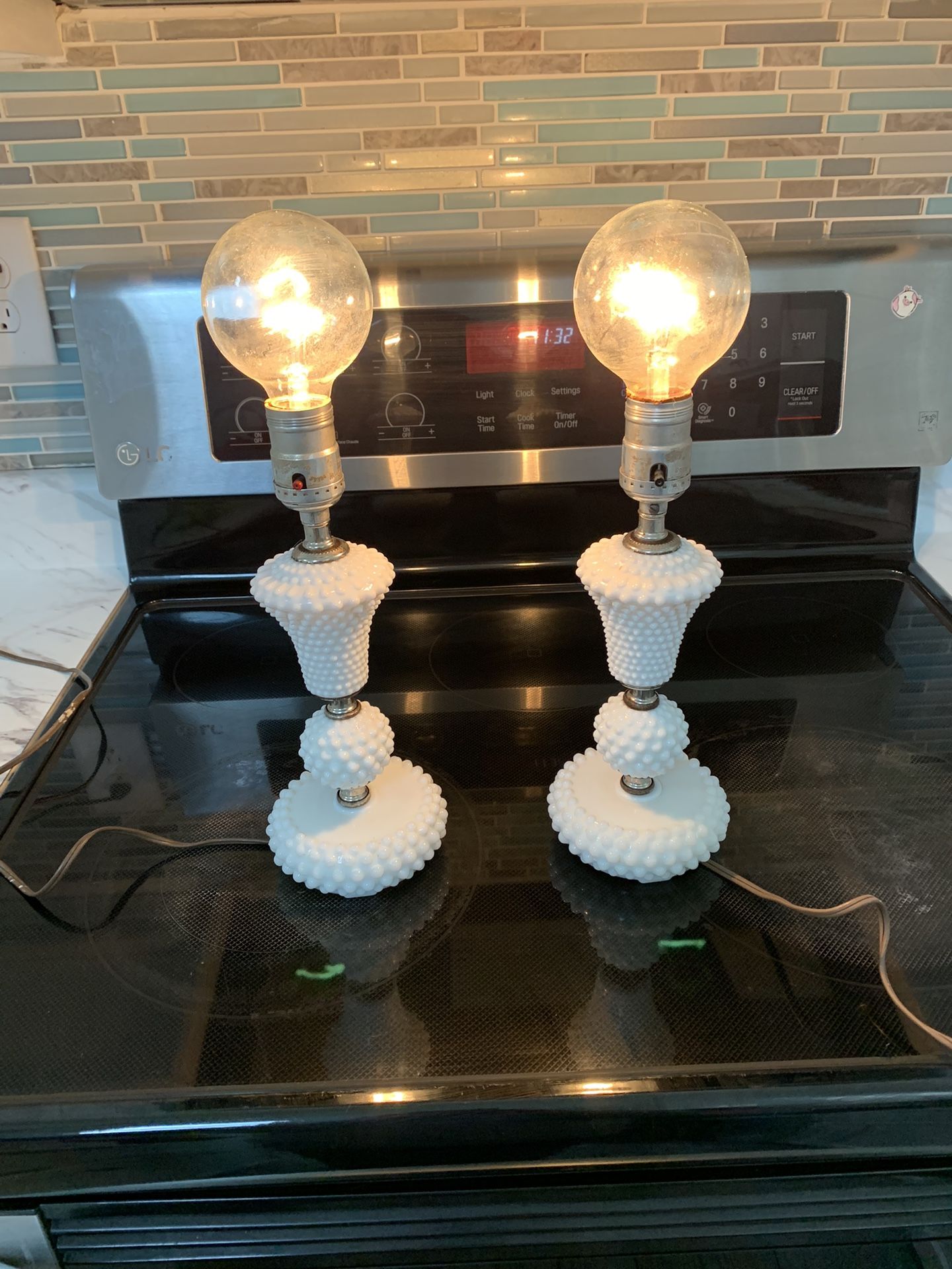 Tiered Milk Glass Hobnail Lamps $35 OBO