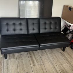 Black leather couch