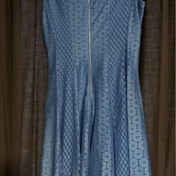 Size 10 Womens Blue Lace Flare Dress 