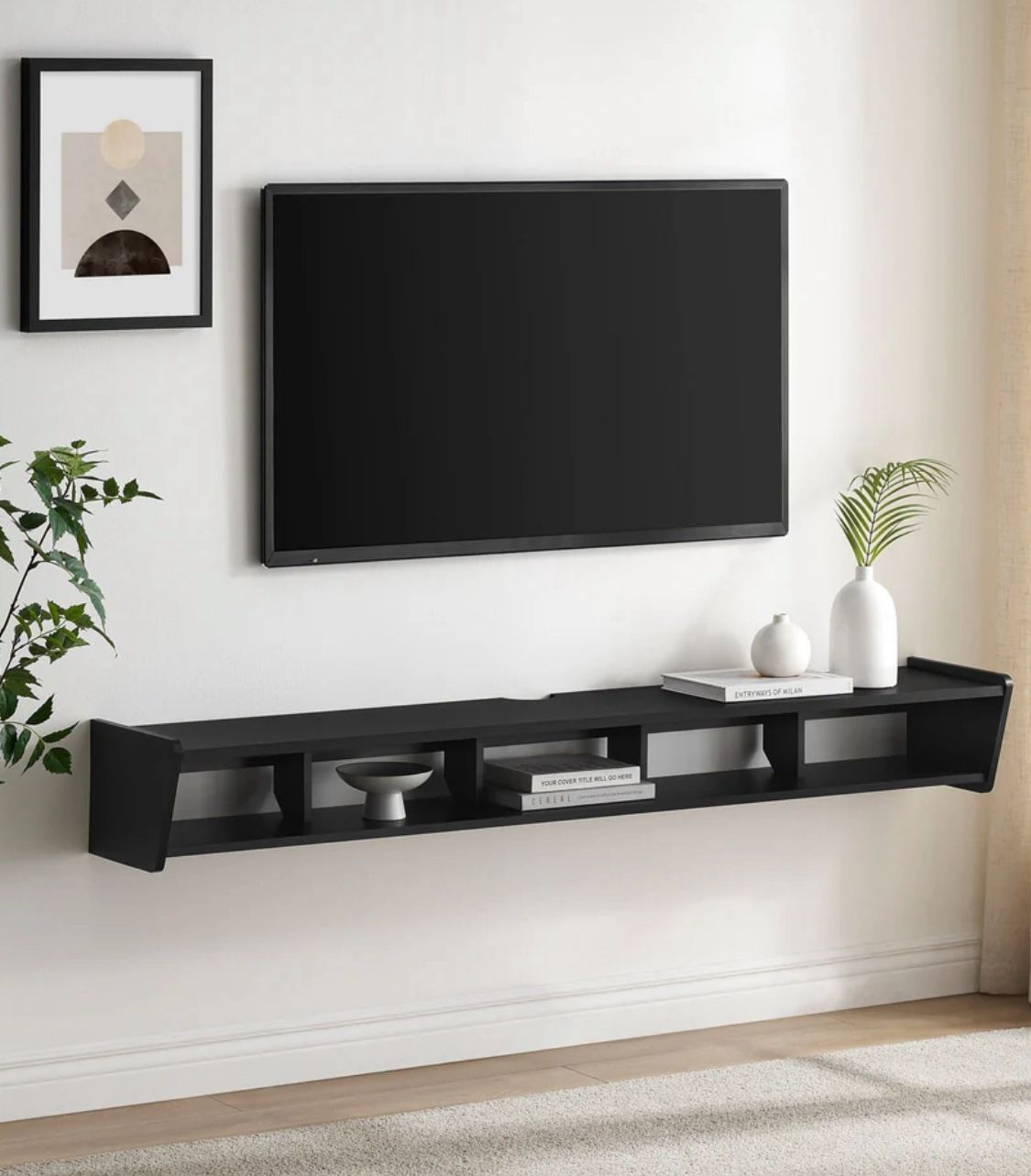 New Large Black Floating Minimalist TV Stand