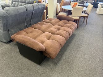 Large Tufted Brown Microfiber Ottoman Bench