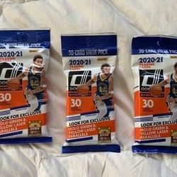 3 packs / 2020-21 Panini Donruss Basketball NBA Cello Fat Value Pack 30 Cards Brand New