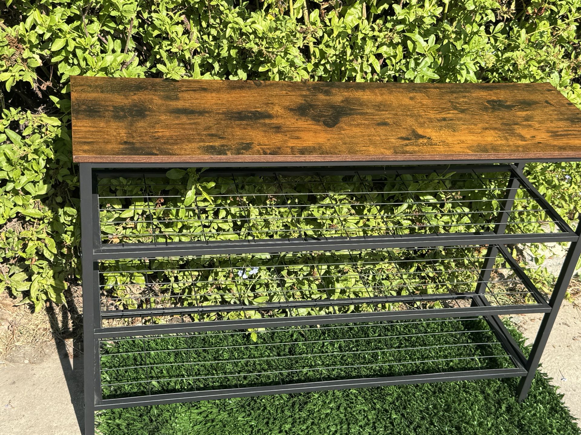 Wood And Metal 3 Tier Shoe Rack Or End Table