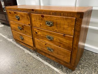 Distressed Ornate 6-Drawer Lowboy Dresser