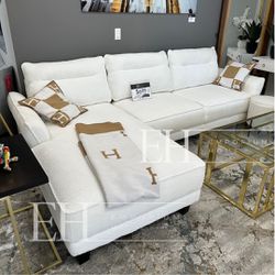 White Boucle Sofa Sectional 