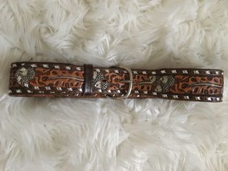 Leather tooled boys belt 7+
