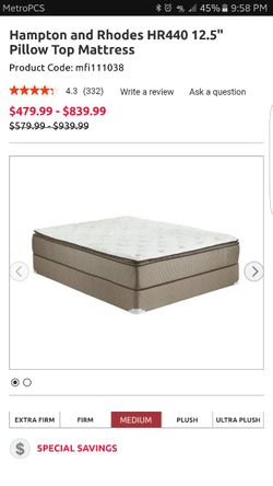 Hampton rhodes pillow top mattress hot sale