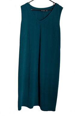 Susan Graver Passport Sleeveless Midi Dress Size 2X Teal Green Minimalist City
