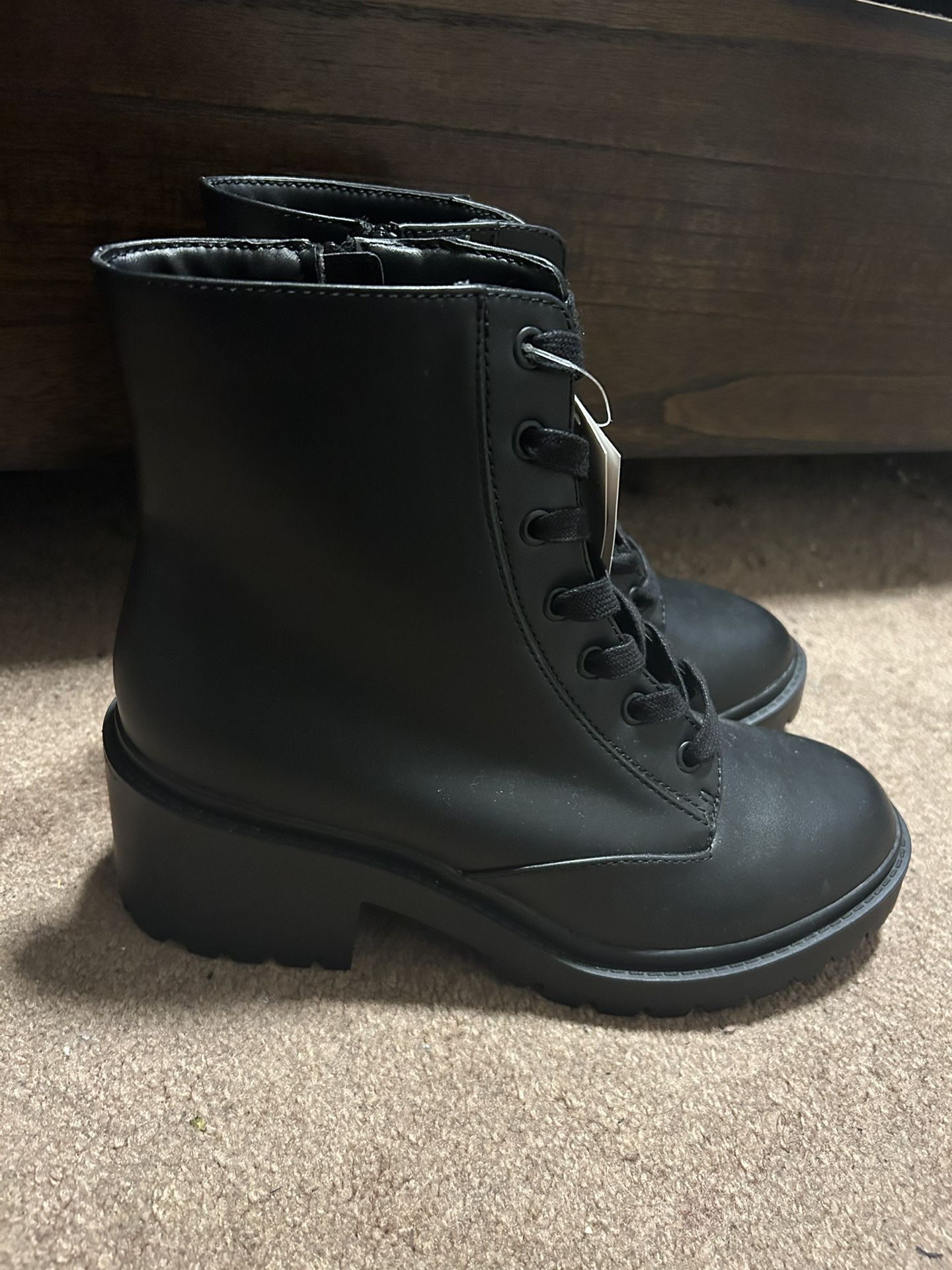 Black High Heel Combat Boot