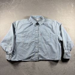 Levi’s Striped Denim Shirt Women’s XL Blue Button Up Railroad Western #1229