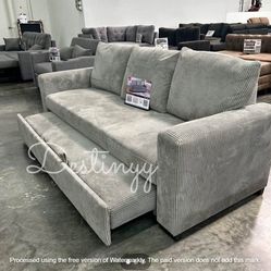  Corduroy Convertible Sleeper Sofa with Pull-Out Bed